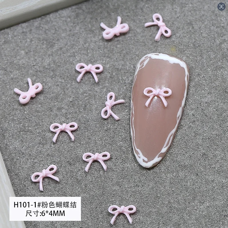 50PCS Pink 3D Bowknot Nail Art Charms – Ribbon Bow DIY Decor
