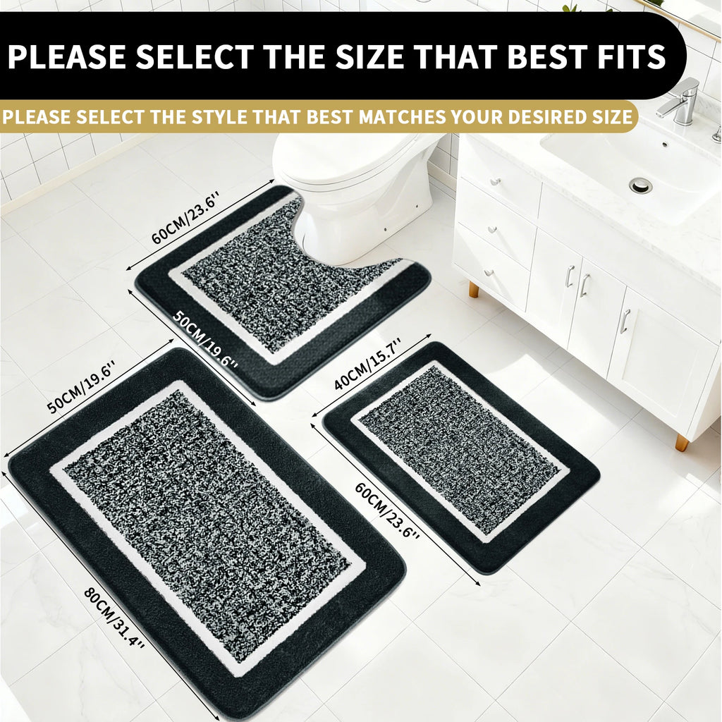 Microfiber Non-Slip Bath Mat – Quick-Drying TPR Toilet Rug
