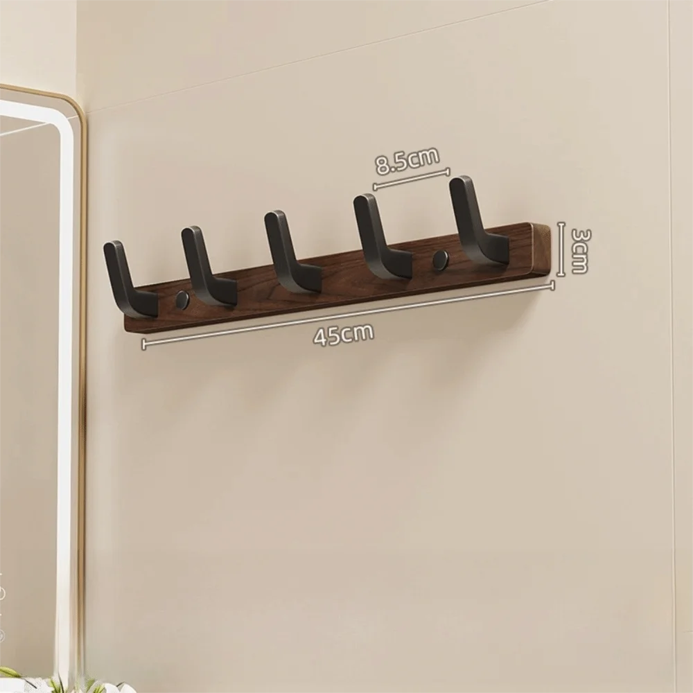 Wall Mounted Walnut Wood Clothes Hook – No Drill Entryway Organizer