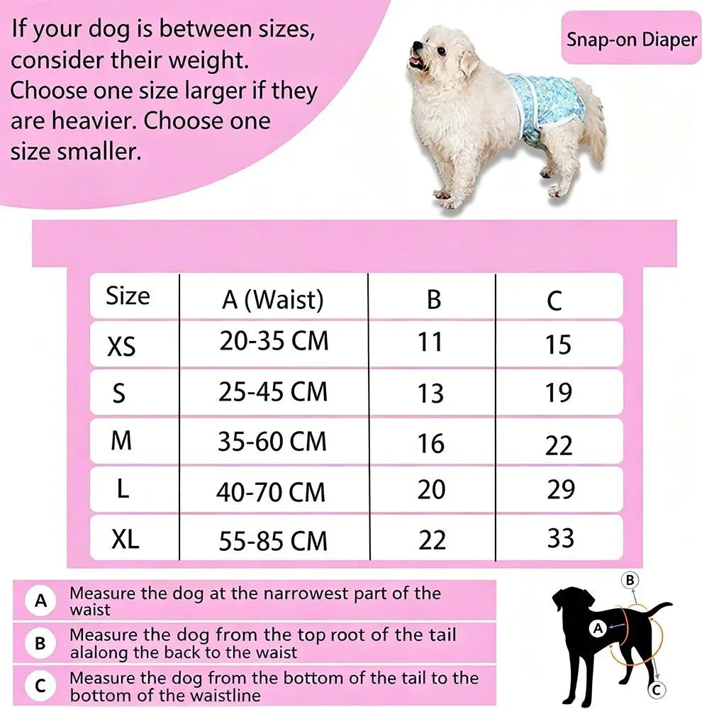 Reusable Leak-Proof Dog Diaper – Adjustable Washable Puppy Nappy