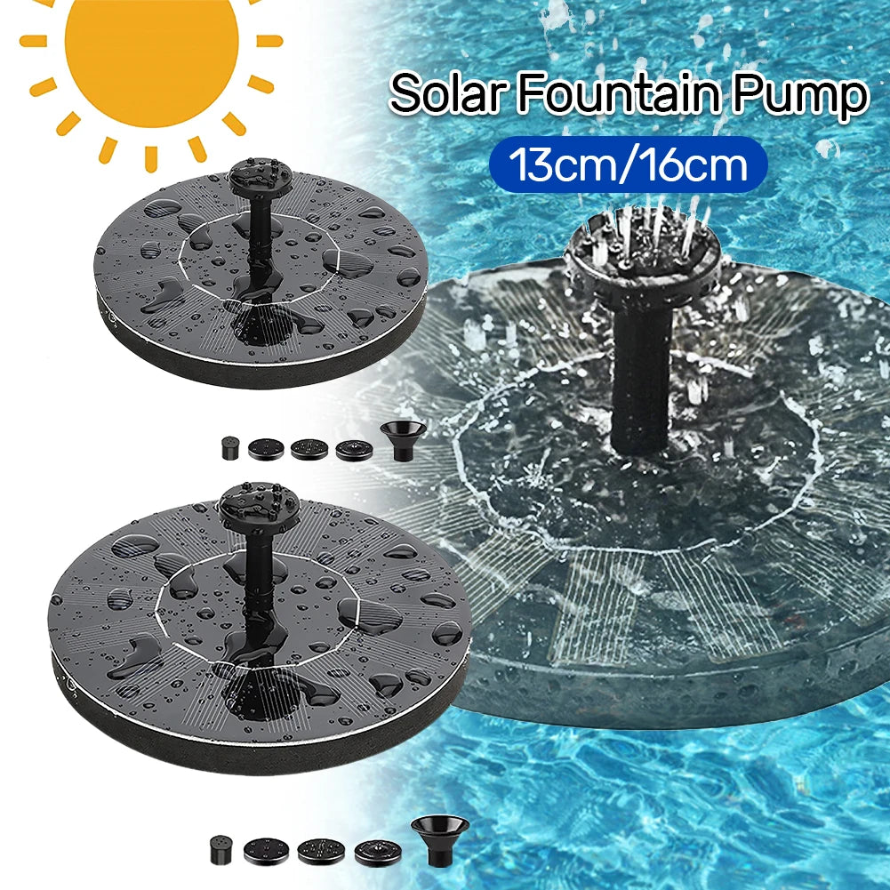 1W Solar Floating Fountain Pump – 6 Nozzles, Garden Pond