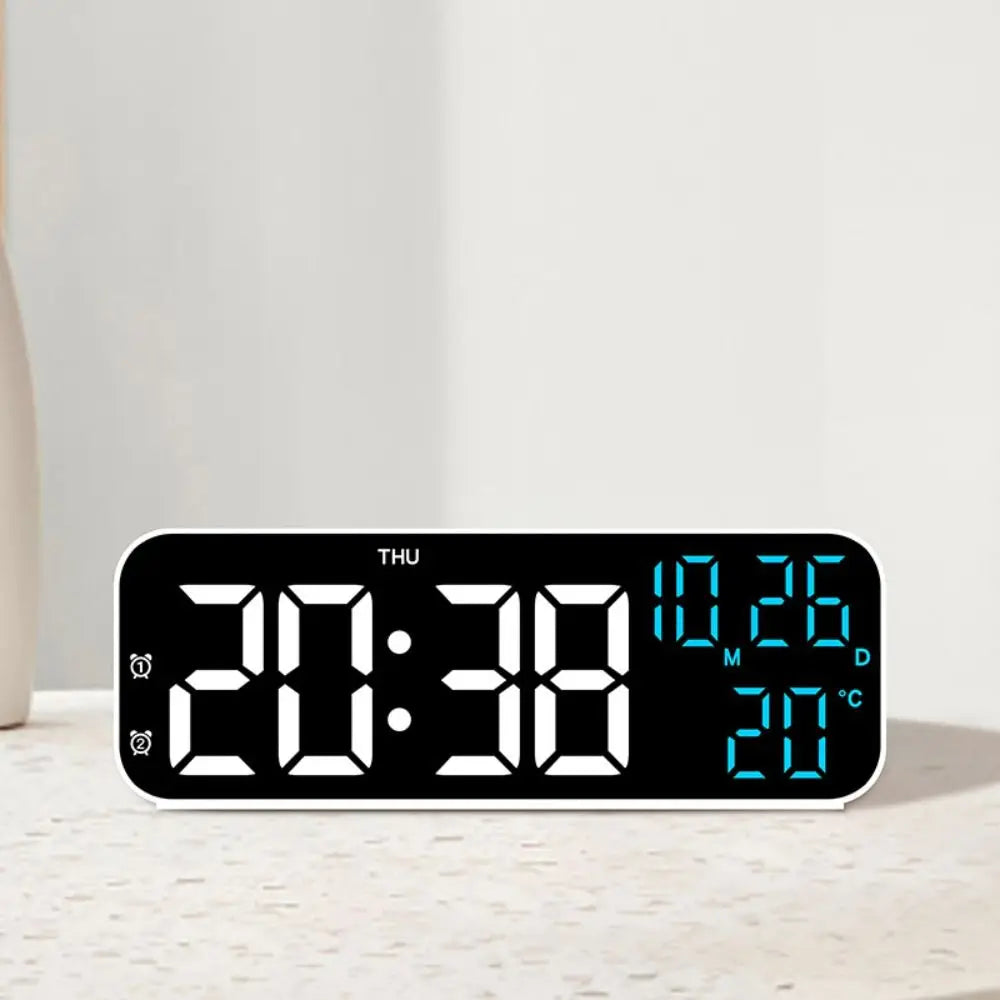 Digital LED Table Clock – Temperature, Date & Voice Control