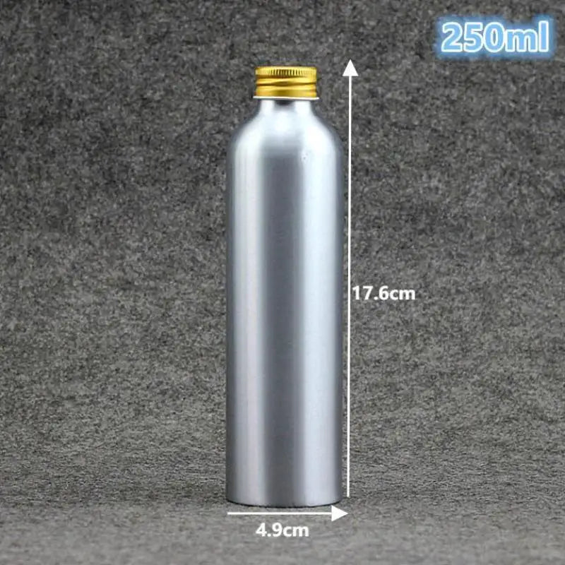Gold Aluminum Refillable Bottle 50–250ml | Screw Cap Travel