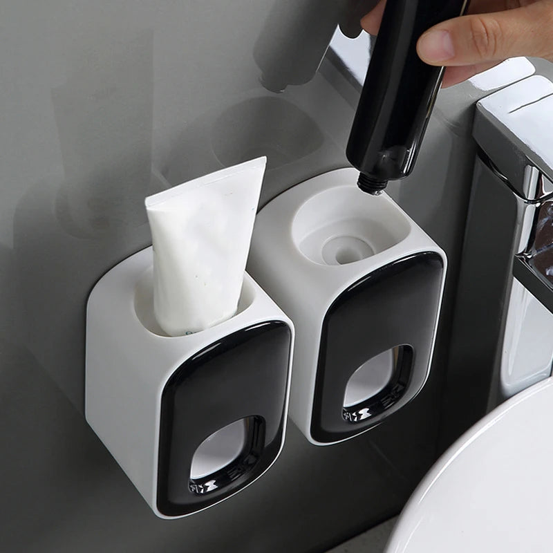 Automatic Toothpaste Dispenser Wall Mount & Toothbrush Holder