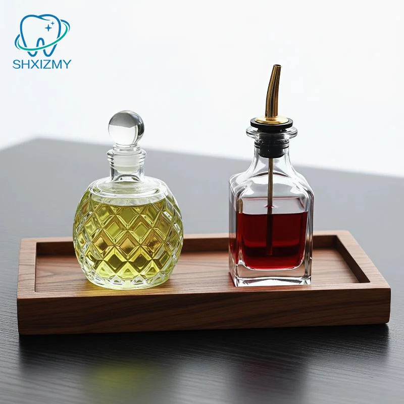 Vintage Embossed Glass Bitters Bottle with Stopper & Pour Spout