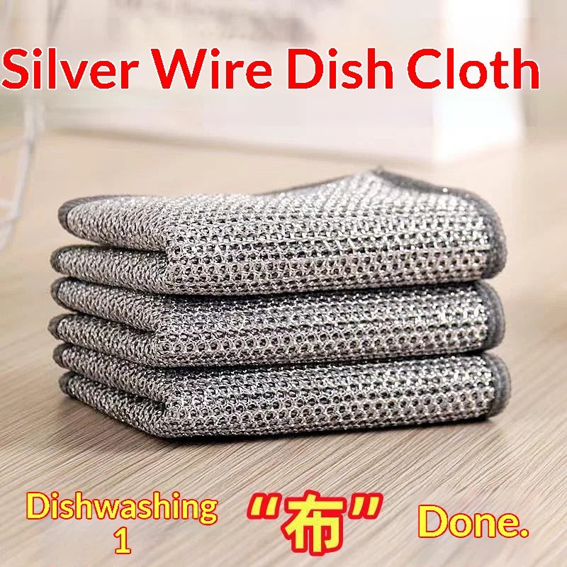 Metal Wire Dish Scrubber Pad – Wet & Dry Kitchen Cleaning Cloth
