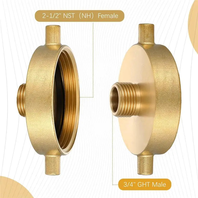 2-Pack 2-1/2" NST to 3/4" GHT Fire Hydrant Hose Adapter