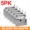 Brother MK-231 Compatible Label Tape 12mm Black on White 3/5-Pack