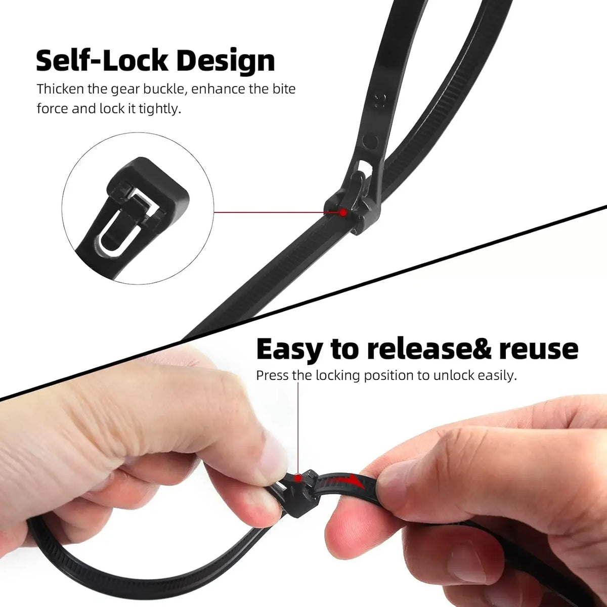 Reusable UV Resistant Nylon Cable Ties 100/300/1000 Pcs