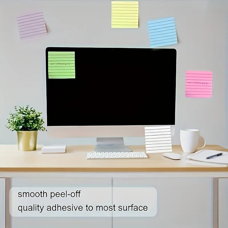 100-Sheet Colored Lined Sticky Notes Memo Pad – Office & School