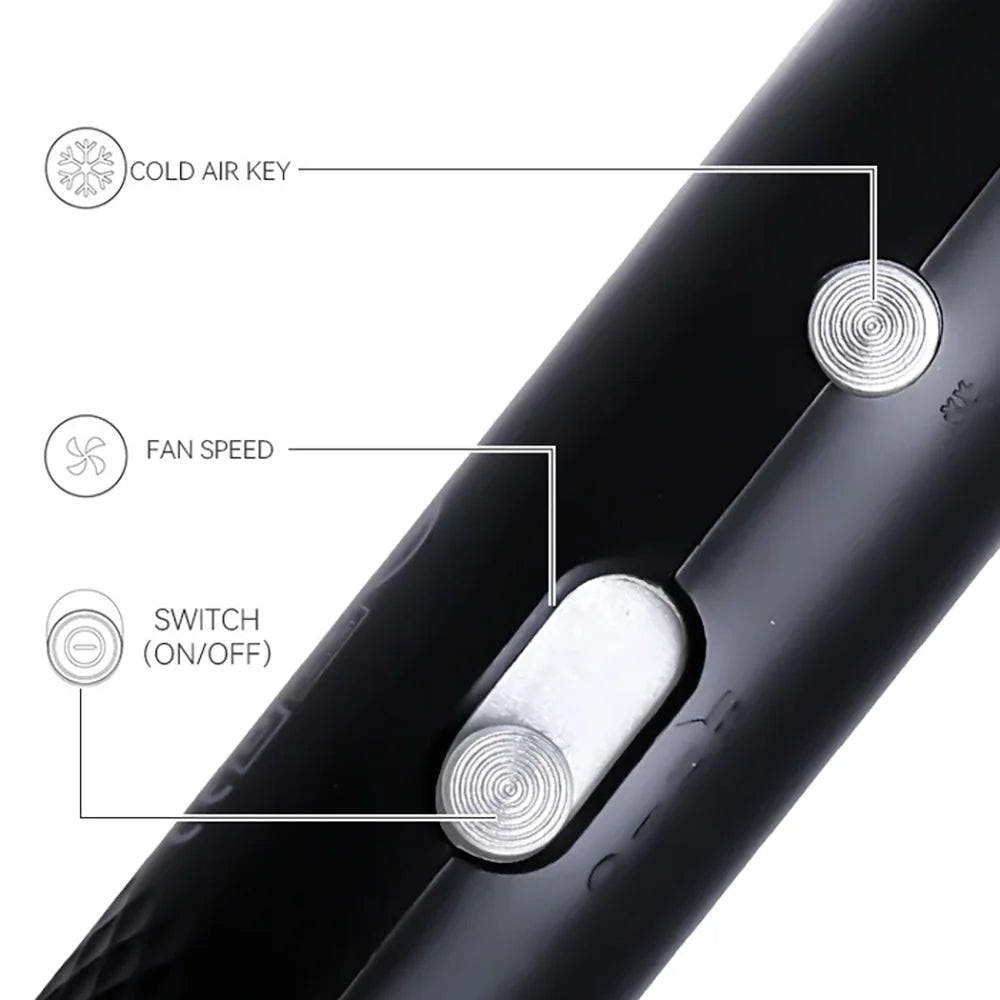 Kemei 1800W Ionic Professional Hair Dryer with Diffuser & Nozzles