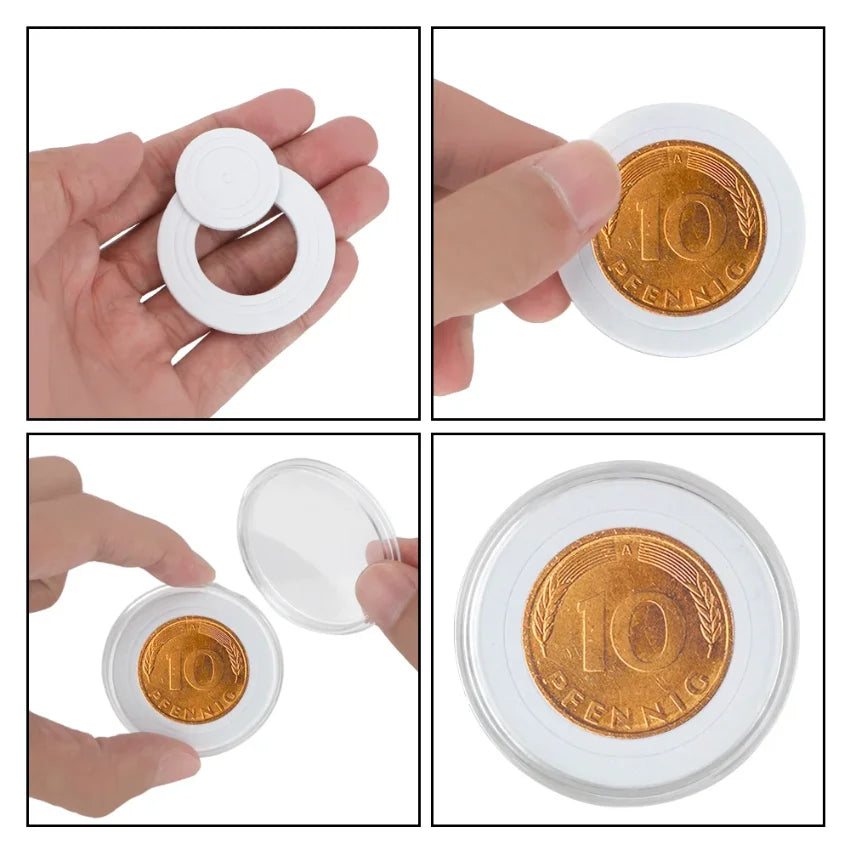 Wooden Coin Storage Box with Capsules & Pads – 20 to 100 Slots
