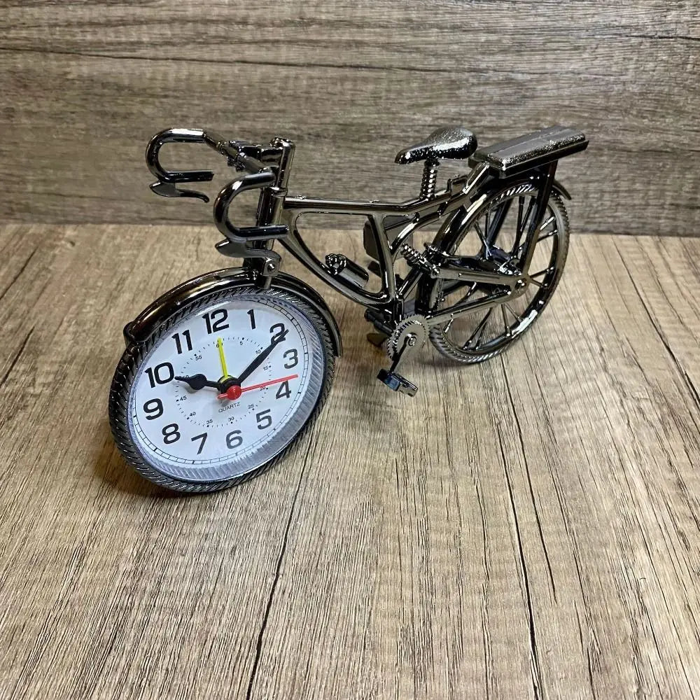 Retro Black Bicycle Alarm Clock – Silent Desk Ornament