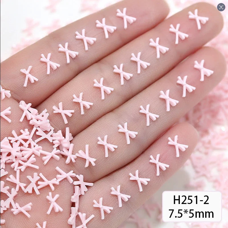 50PCS Pink 3D Bowknot Nail Art Charms – Ribbon Bow DIY Decor
