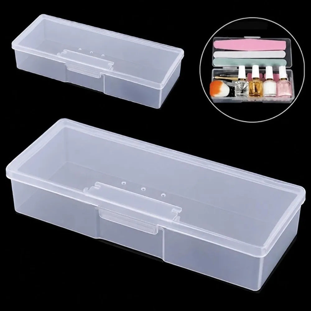 Clear Plastic Nail Art Storage Box with Double Fasteners