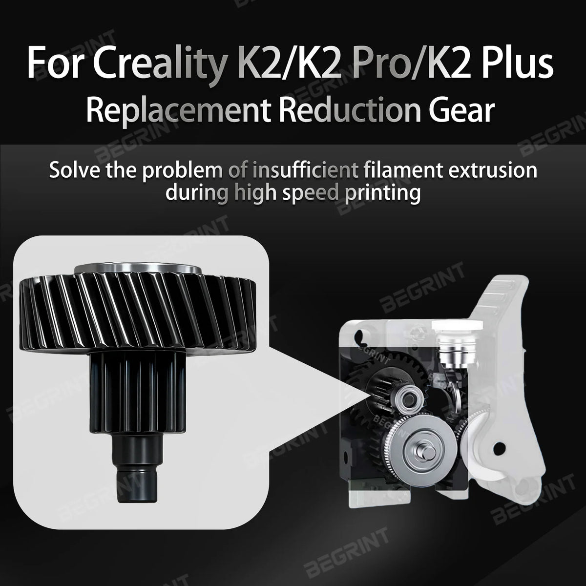 BEGRINT Helical Extruder Gear for Creality K2 Pro/Plus | All-Metal