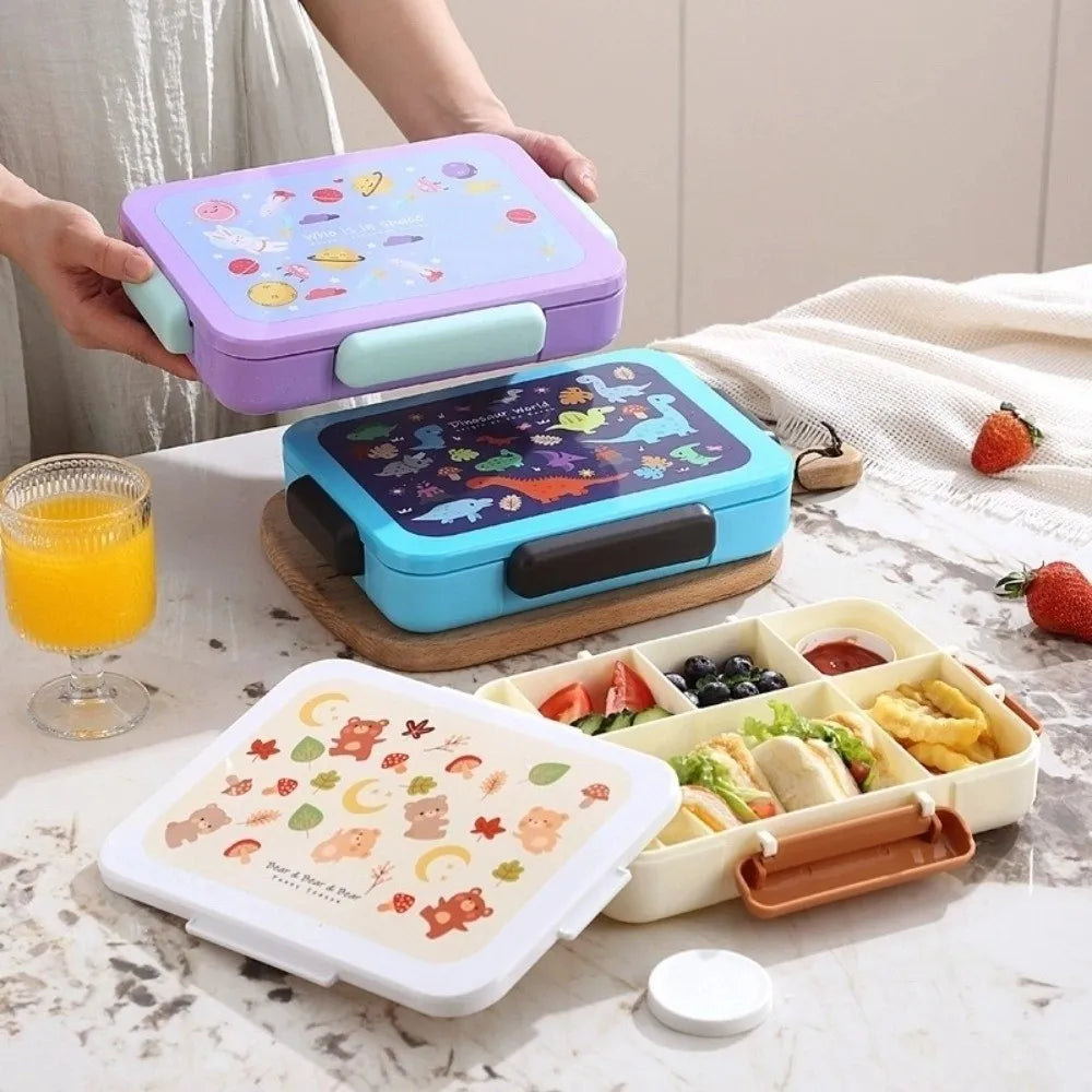 Cartoon Student Lunch Box – Leak-Proof, Microwave Safe, 1200ml