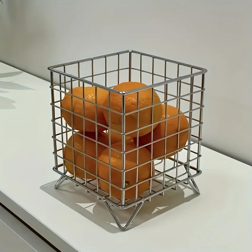 Metal Desk Storage Basket – Multi-Use Office Shelf Organizer
