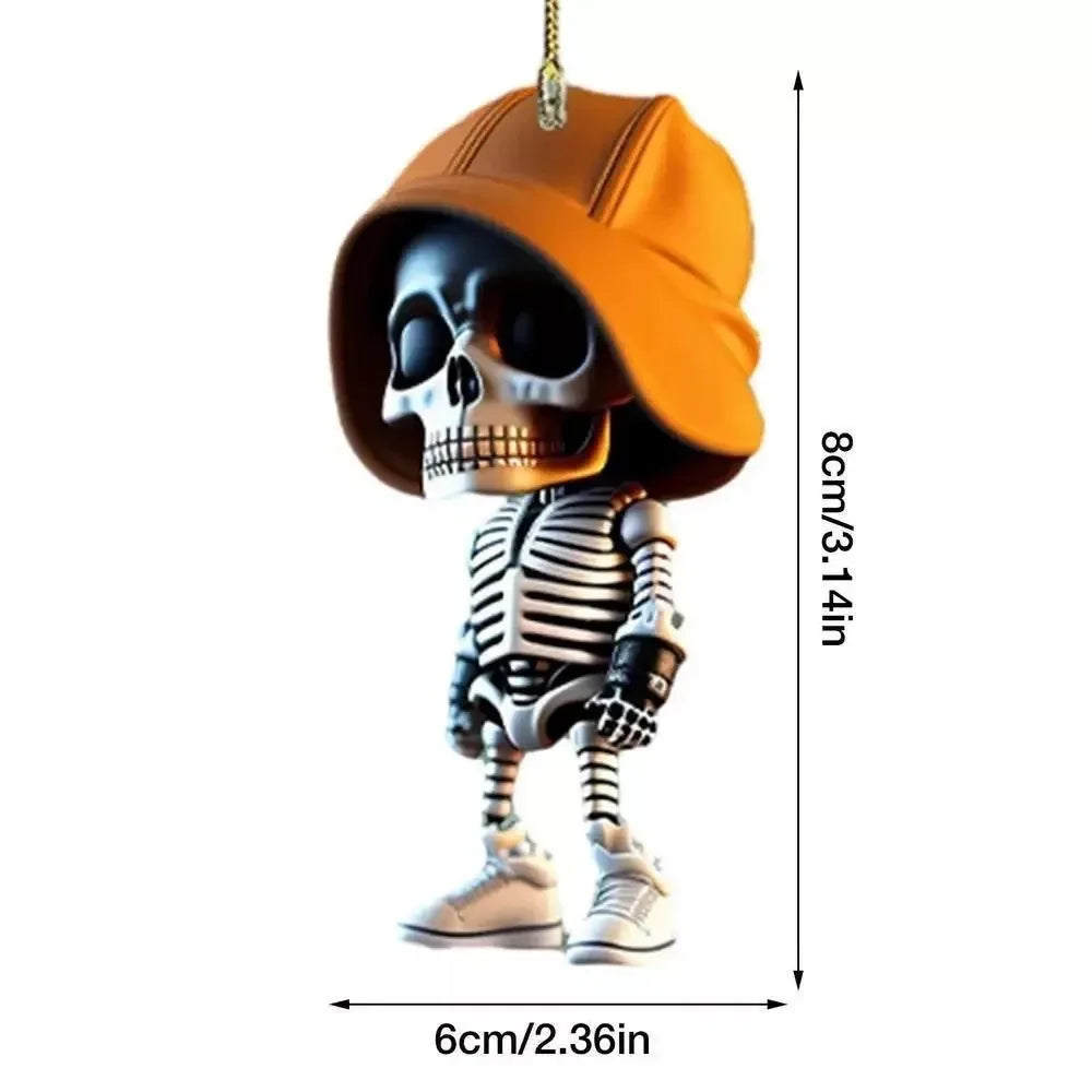 Acrylic Skeleton Car Mirror Dangle – Halloween Swing Pendant