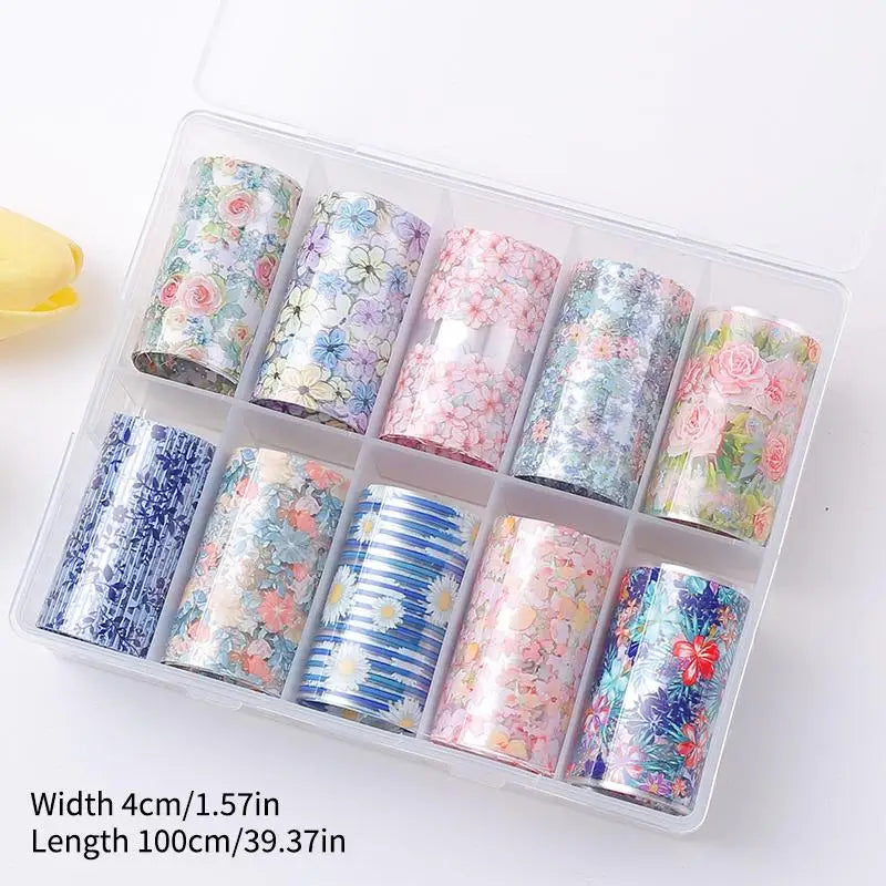 Floral Nail Foil Transfer Stickers 50pcs – Flower Nail Wraps