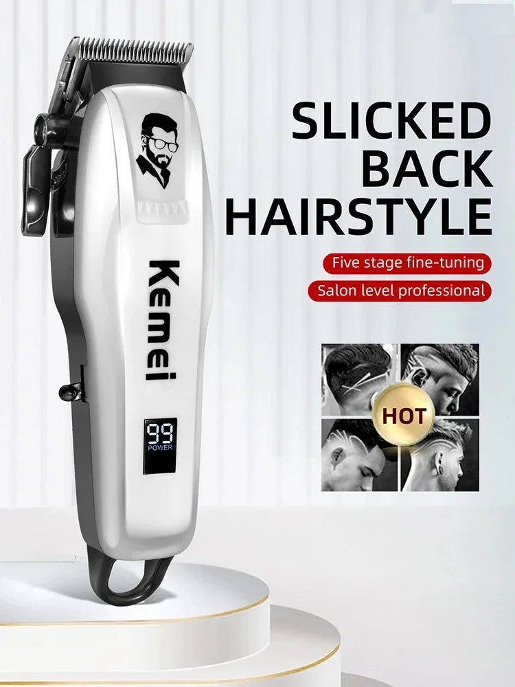 Kemei PG809A Cordless Hair Clipper – LED Display Trimmer