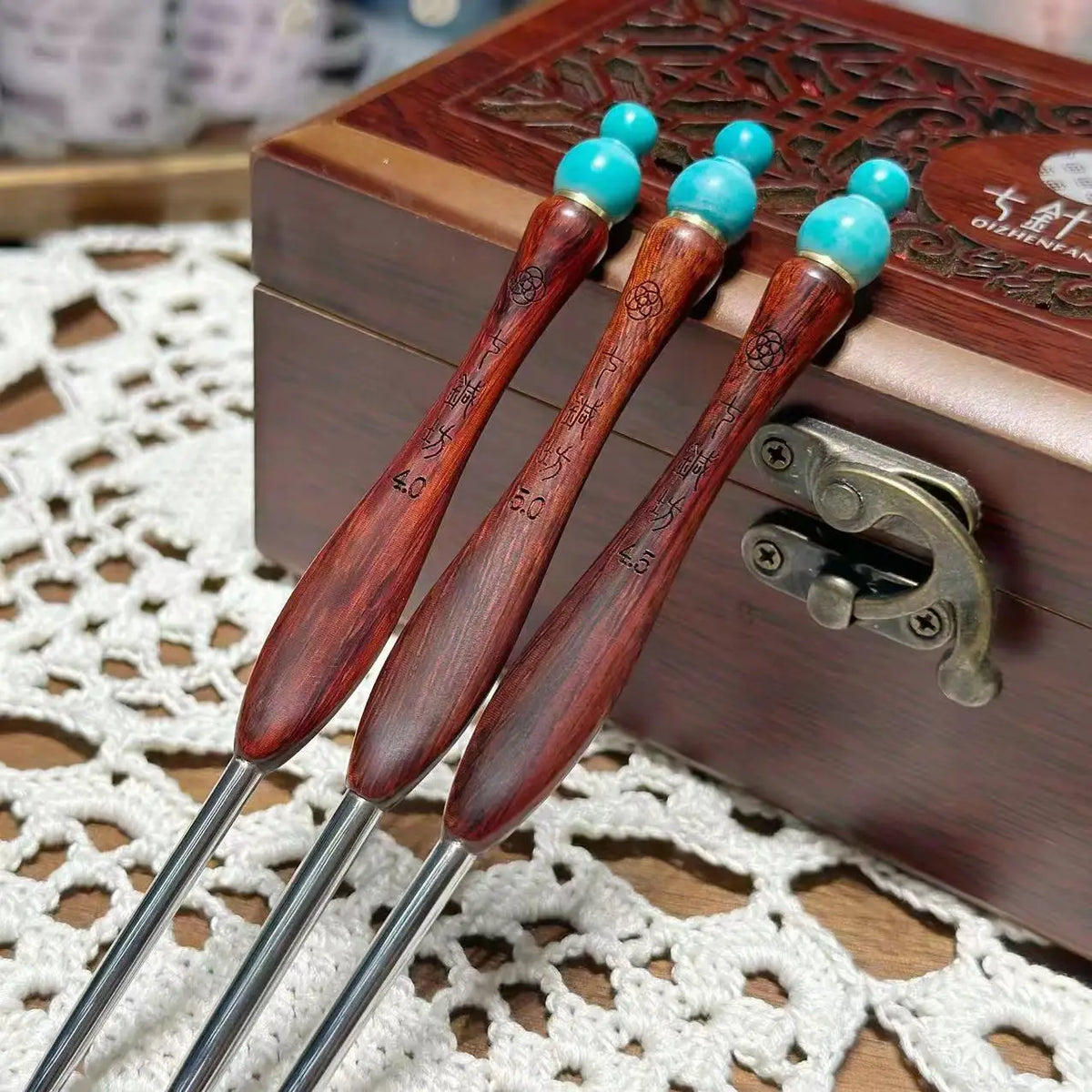 Wooden Afghan Crochet Long Needle – Ebony & Sandalwood