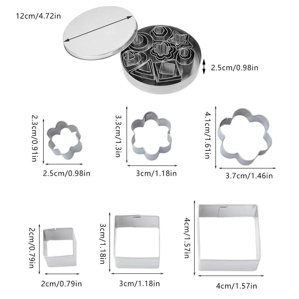 Mini Geometric Stainless Steel Cookie Cutters Set – Baking