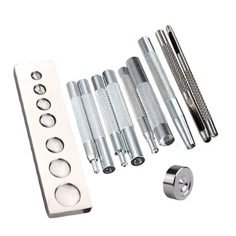 11-Piece Leather Snap Button & Rivet Punching Set – Silver