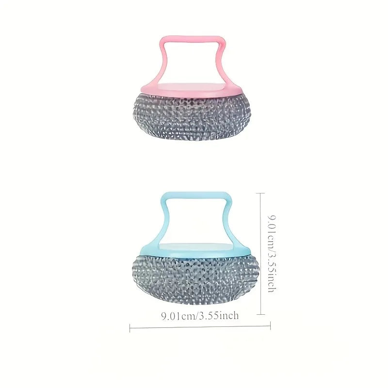 2-Pack Stainless Steel Wire Cleaning Balls with Sponge Handles