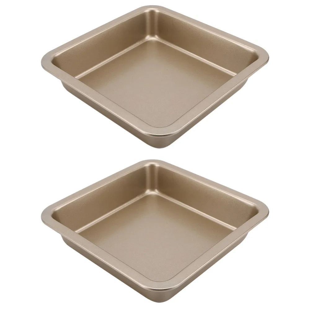 2-Pack Gold Non-Stick Carbon Steel Square Baking Pan Set