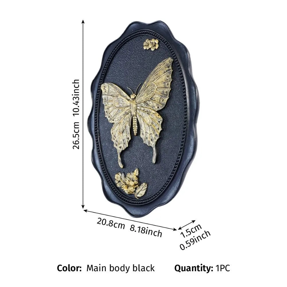 3D Resin Butterfly Wall Sculpture – Oval Relief Plaque Wall Art