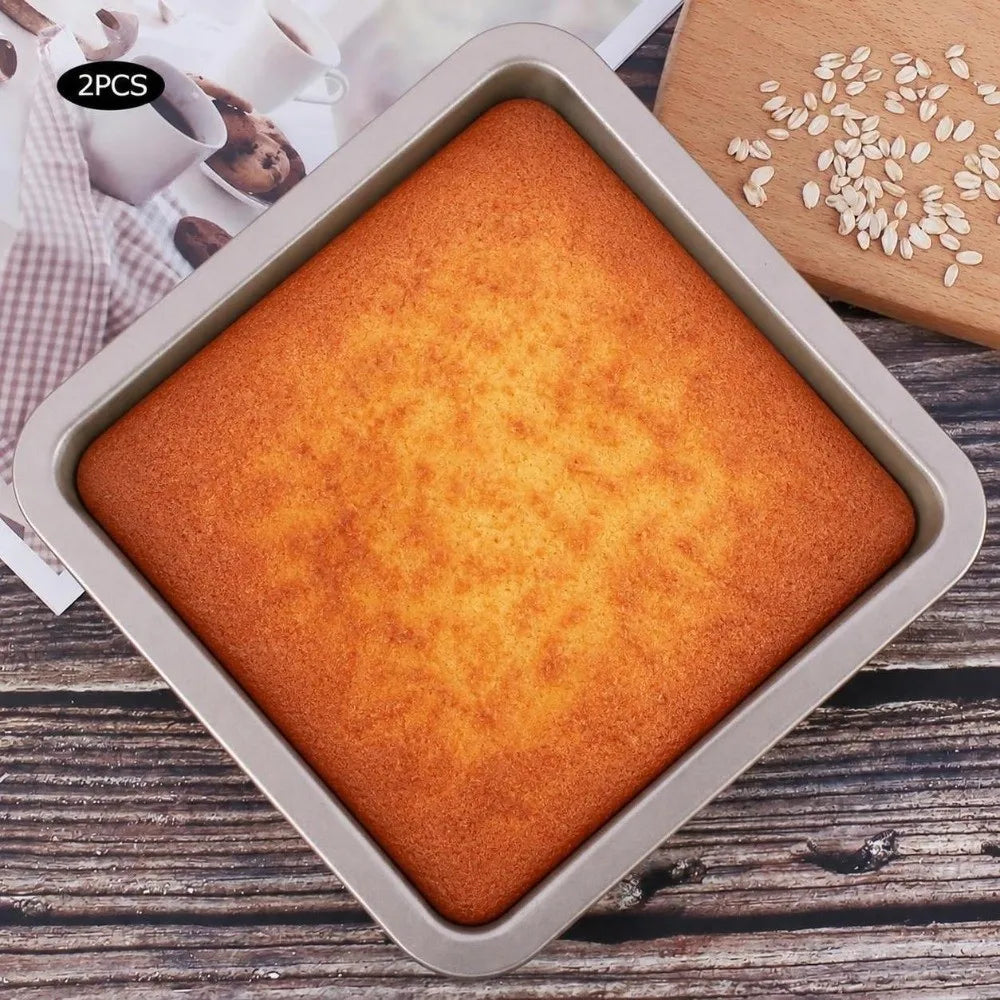 2-Pack Gold Non-Stick Carbon Steel Square Baking Pan Set