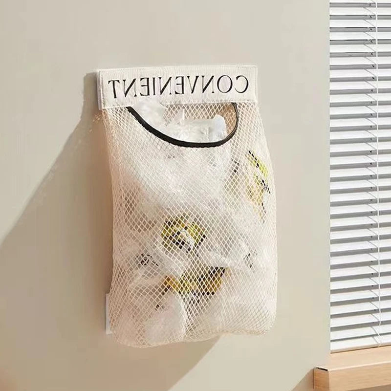 Wall Mount Plastic Bag Dispenser & Kitchen Organizer Pouch