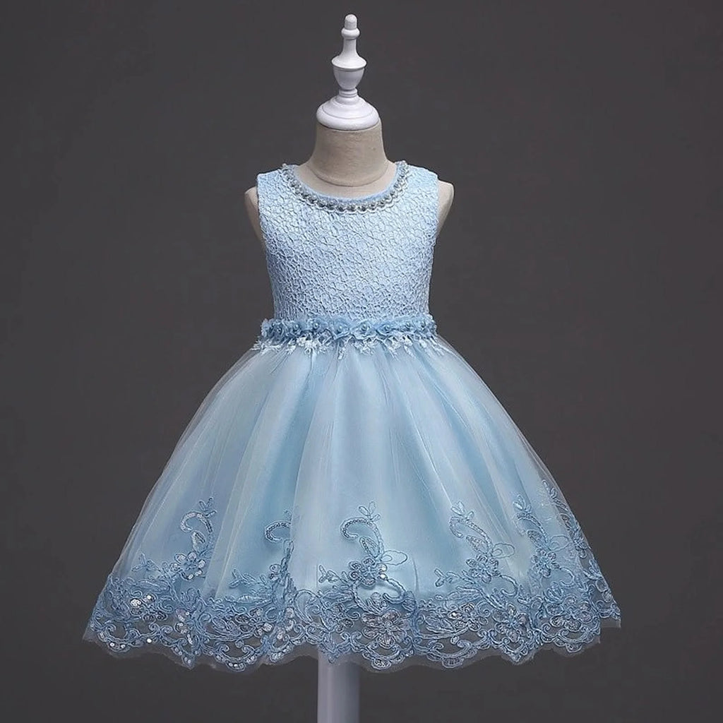 Lace Appliqué Beaded Flower Girl Dress | Wedding & Communion