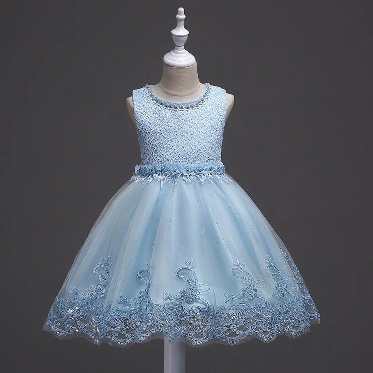 Lace Appliqué Beaded Flower Girl Dress | Wedding & Communion