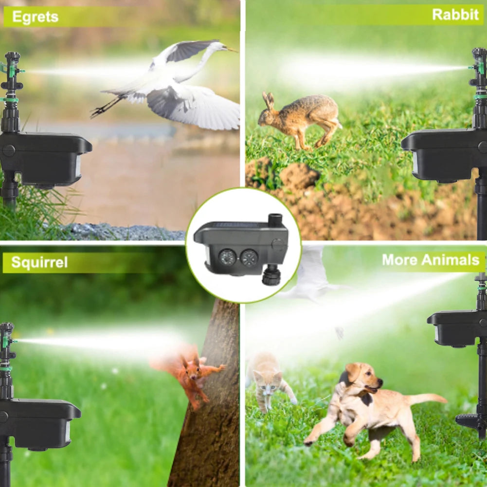 Solar Motion-Activated Animal Repeller Sprinkler – 270° Rotating