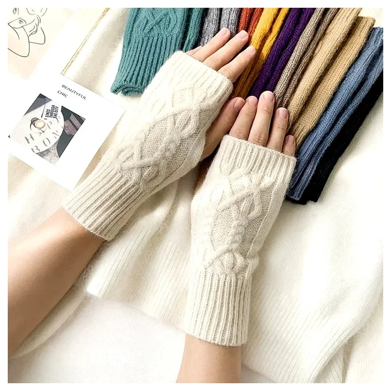 Soft Knit Half Finger Winter Gloves for Women & Men