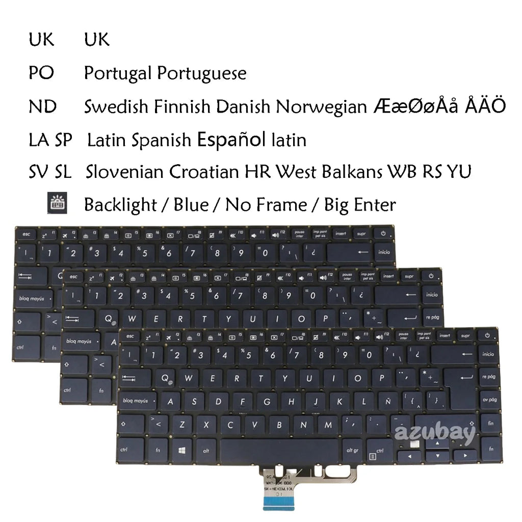 AZUBAY Backlit Keyboard for Asus ZenBook Pro UX550 UX530