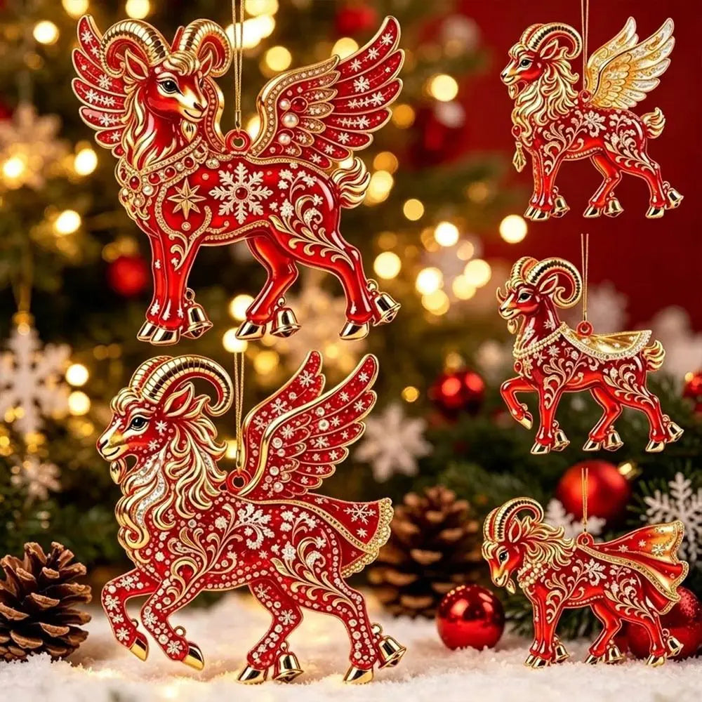 Goat Hanging Ornaments Acrylic Rhinestone Christmas Decor 3/4/5 PCS