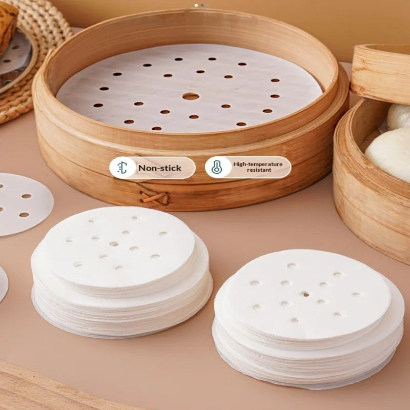 Disposable Perforated Steamer Paper – Non-Stick Bamboo Steamer Liners