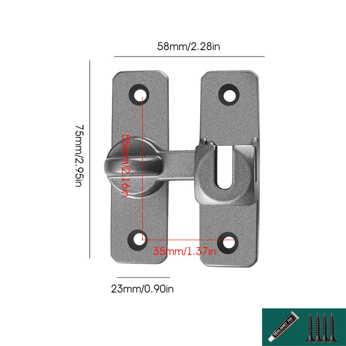 Barn Door Slide Latch Lock – No-Drill Aluminium Hardware
