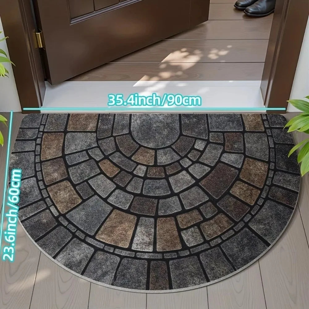 Soft Semi-Circle Door Mat – Absorbent Non-Slip Entry Rug