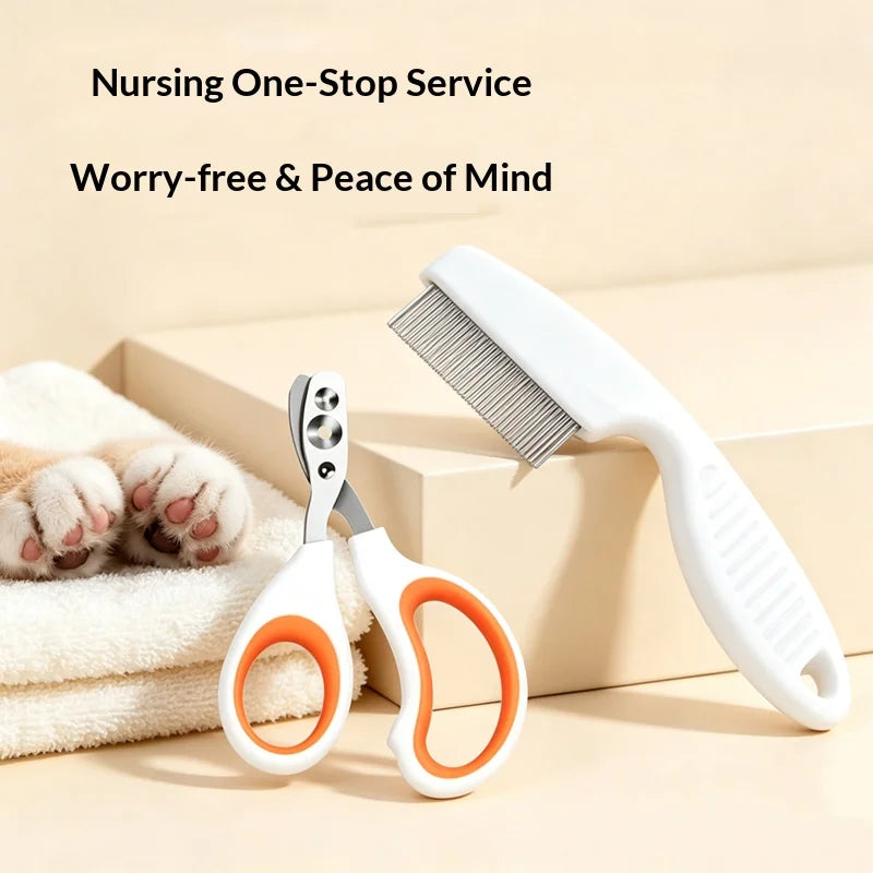 Pet Grooming Set – Cat Nail Clipper & Hair Removal Comb