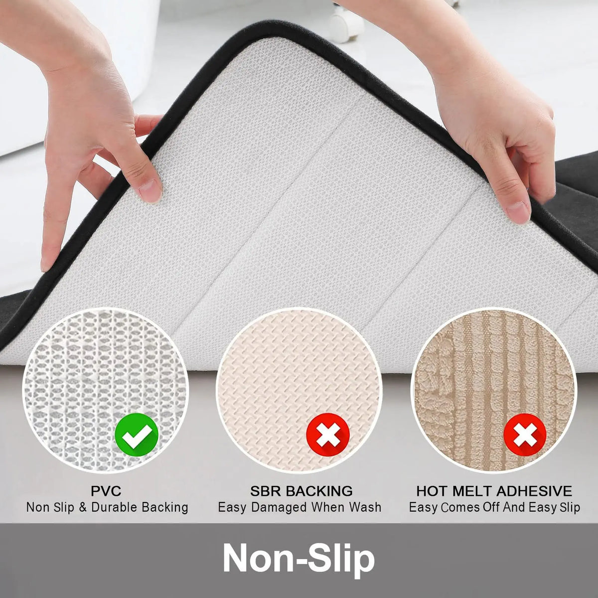 U-Shape Memory Foam Bath Mat 50x60CM – Non-Slip Toilet Rug