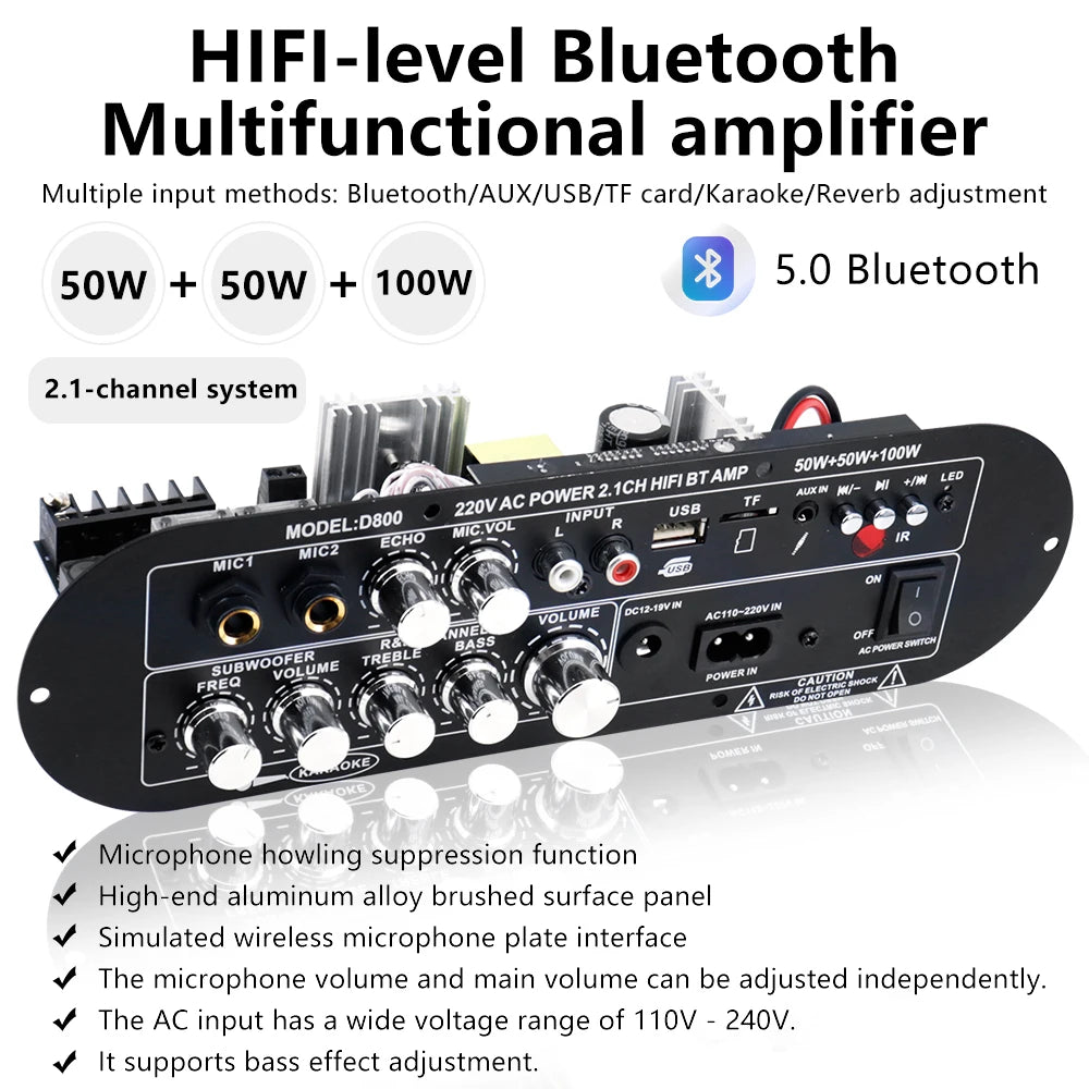 VIBE D800 Bluetooth 5.0 Amplifier Board 2.1Ch 50W+100W