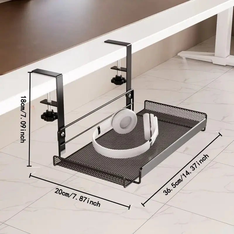 Under Desk Cable Management Tray & Storage Rack – Punch-Free