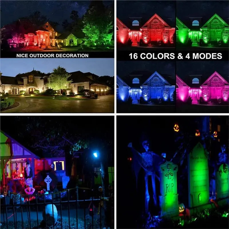 RGBW In-Ground LED Landscape Lights 12V 3W Remote – 4 Pack