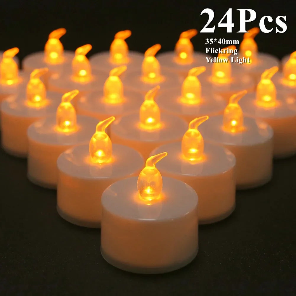 LED Flameless Tea Light Candles – Flickering Battery Operated 12/24 Pack