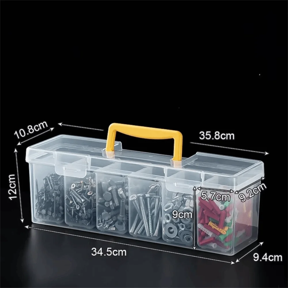 Transparent Multi-Compartment Tool Storage Box Organizer