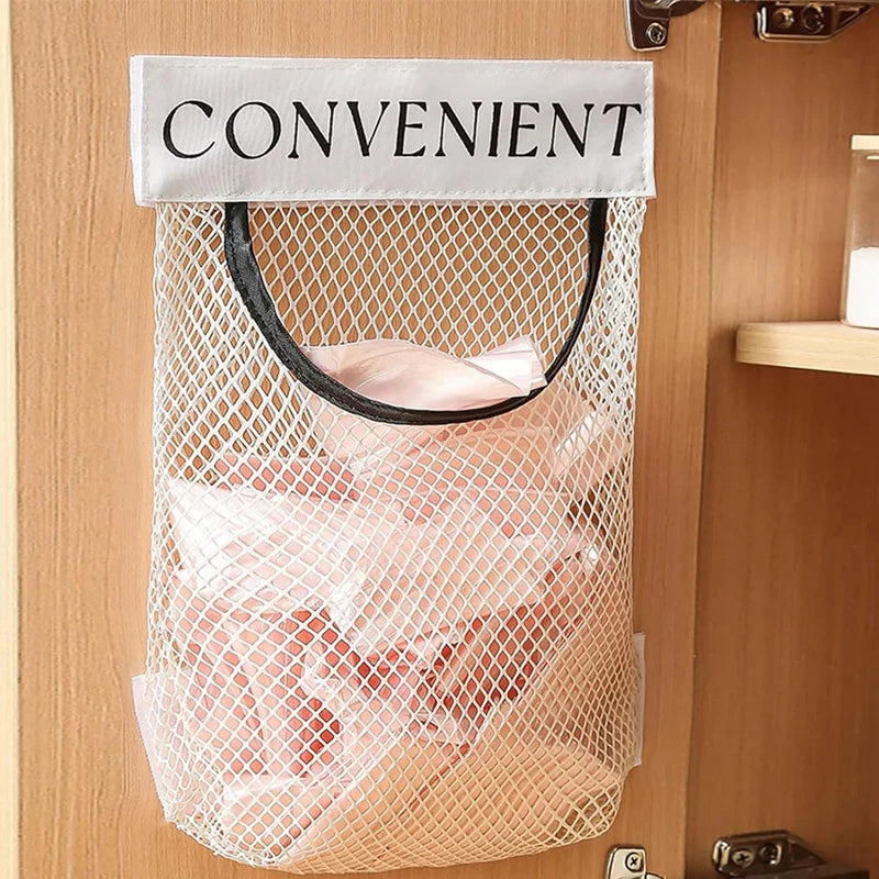 Wall Mount Mesh Grocery Bag Holder & Plastic Bag Dispenser